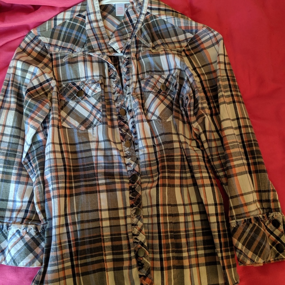Blue and orange button down
